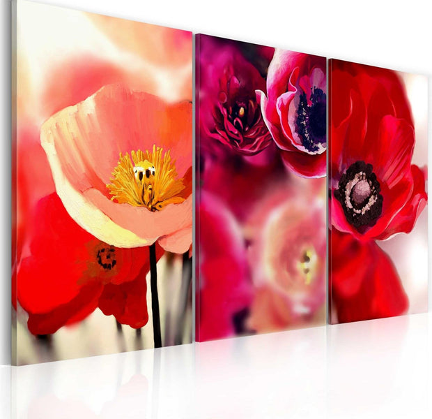 Stretched Canvas Nordic Art - Poppies In Red-Tiptophomedecor