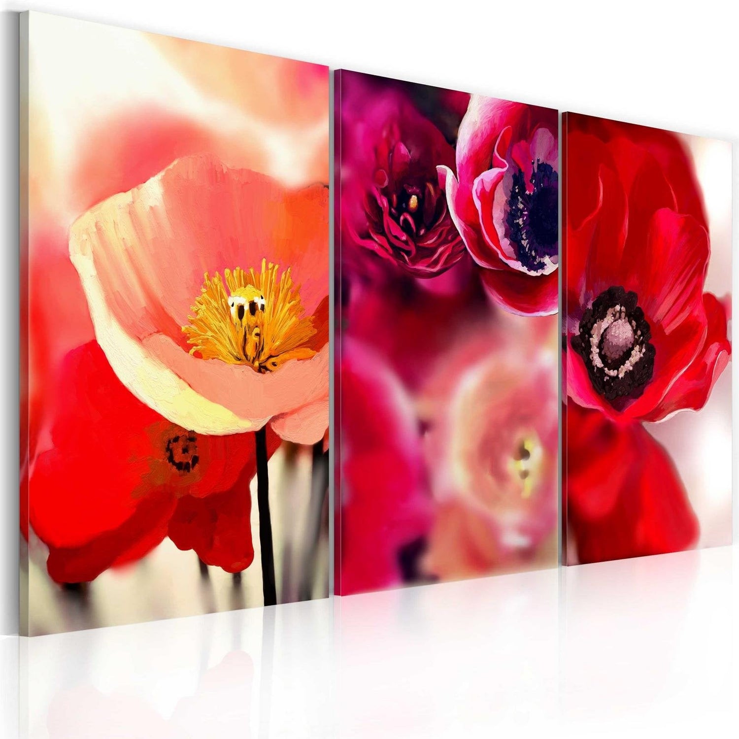 Stretched Canvas Nordic Art - Poppies In Red-Tiptophomedecor