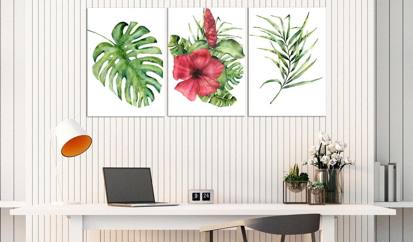 Stretched Canvas Nordic Art - Red Hibiscus-Tiptophomedecor