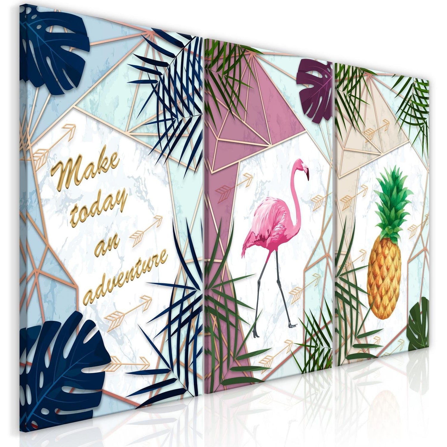 Stretched Canvas Nordic Art - Tropical Triptych-Tiptophomedecor