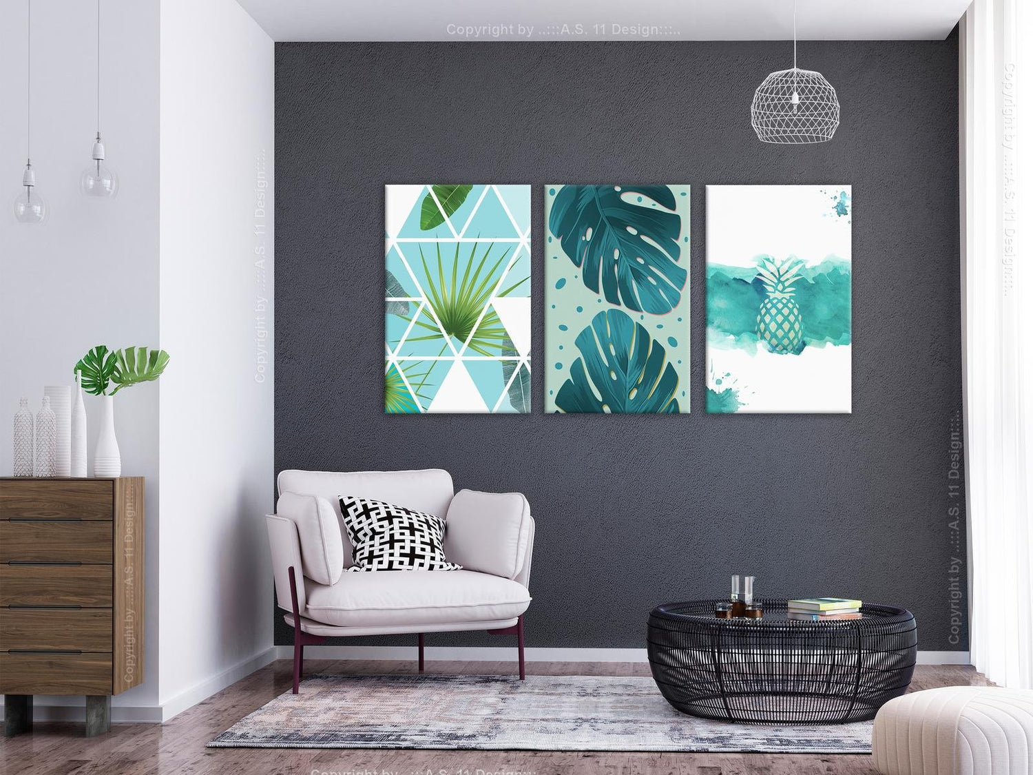 Stretched Canvas Nordic Art - Turquoise Tones-Tiptophomedecor