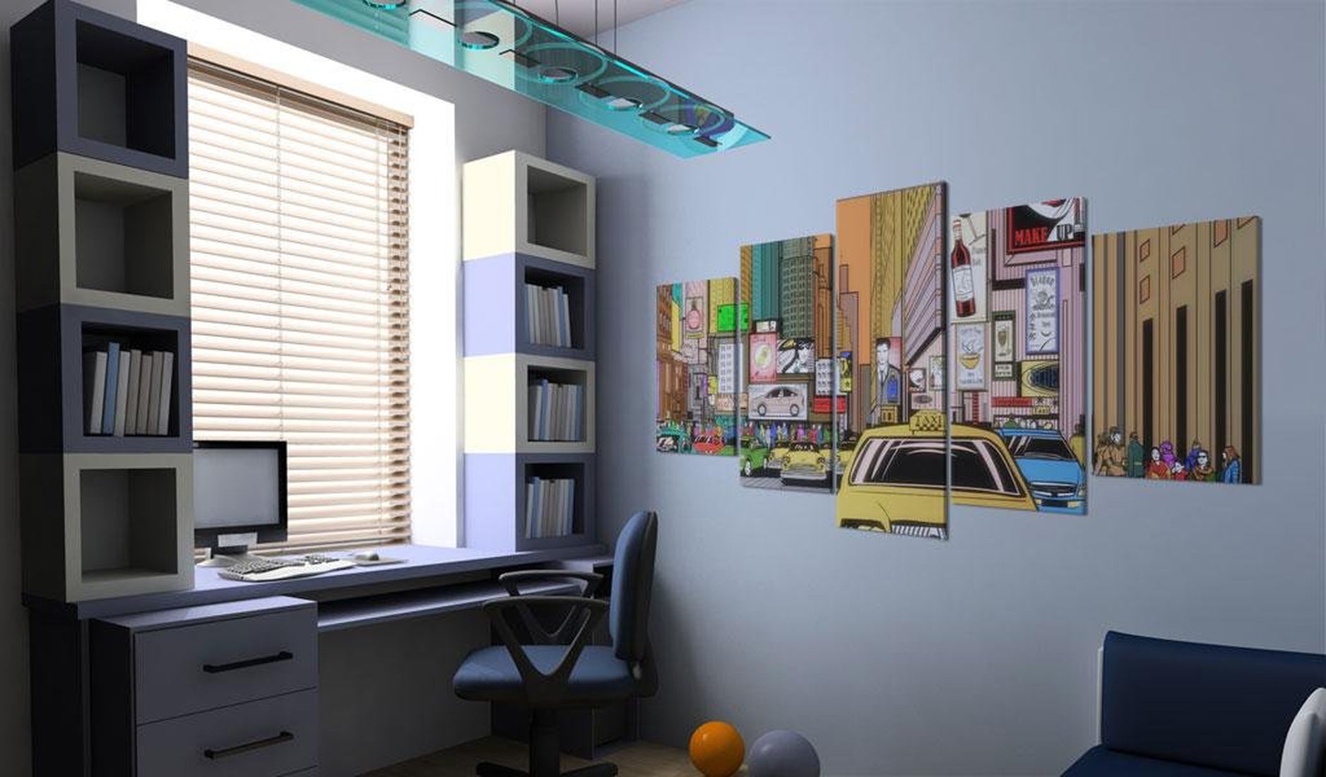 Stretched Canvas Places - A Drawing Of A City-Tiptophomedecor