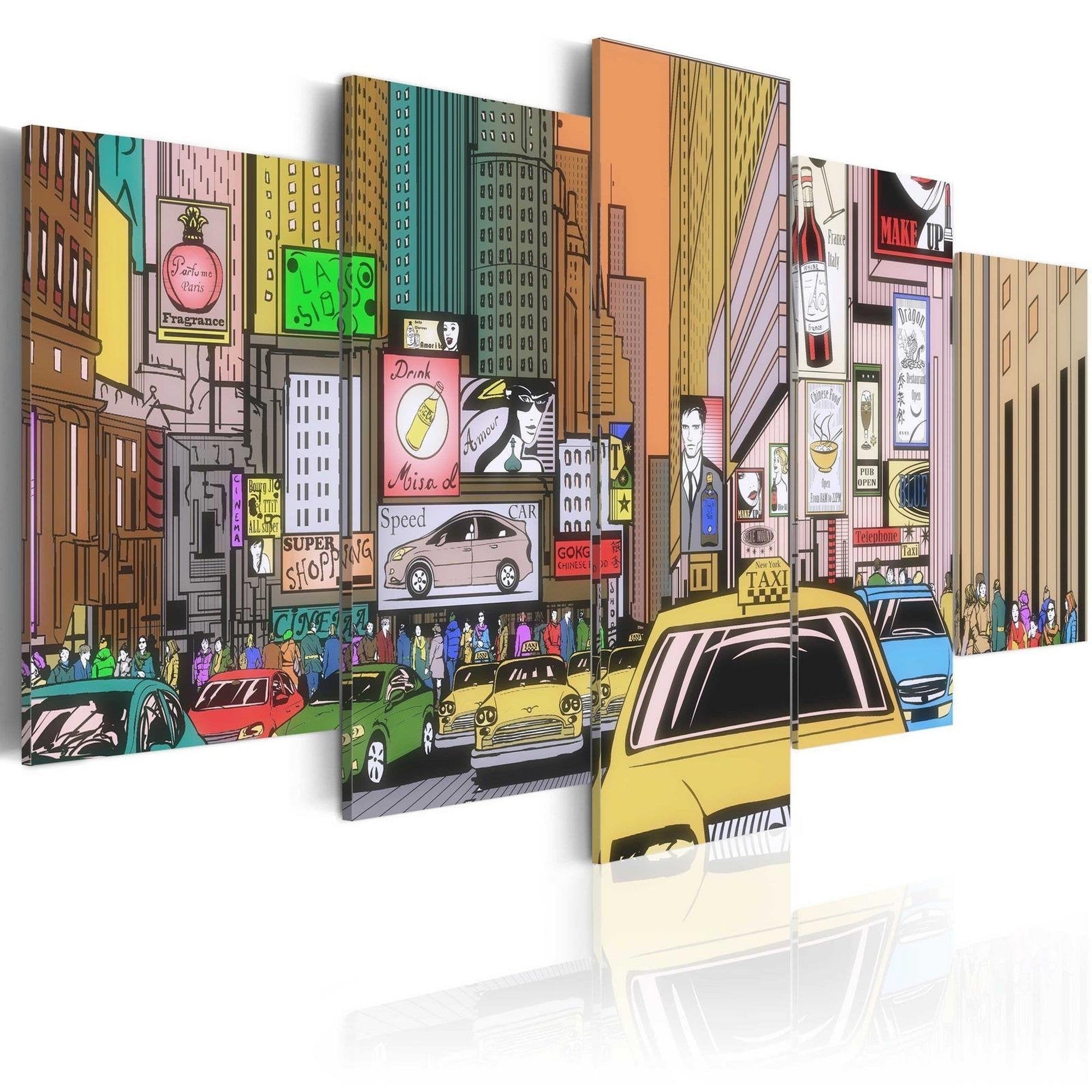 Stretched Canvas Places - A Drawing Of A City-Tiptophomedecor