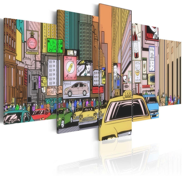 Stretched Canvas Places - A Drawing Of A City-Tiptophomedecor