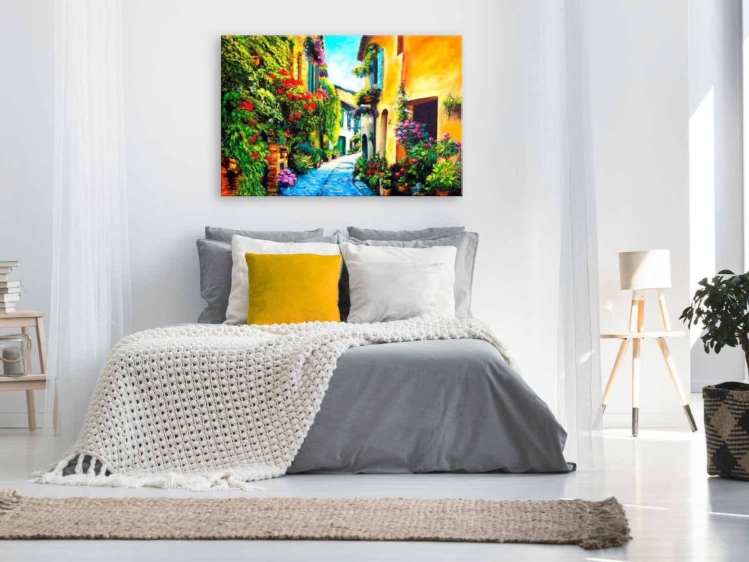 Stretched Canvas Places - Beautiful Street Wide-Tiptophomedecor
