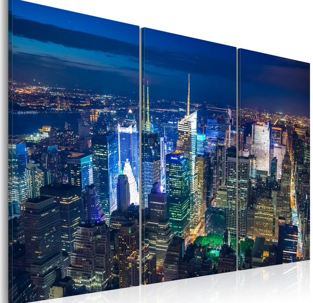 Stretched Canvas Places - Bird´S Eye View Of New York City By Night-Tiptophomedecor
