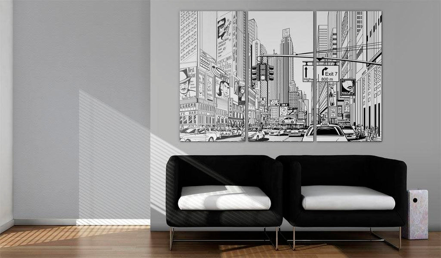 Stretched Canvas Places - Black & White Comic Style-Tiptophomedecor