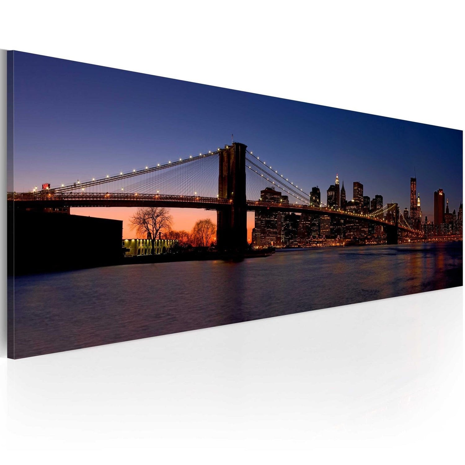 Stretched Canvas Places - Brooklyn Bridge - Panorama-Tiptophomedecor