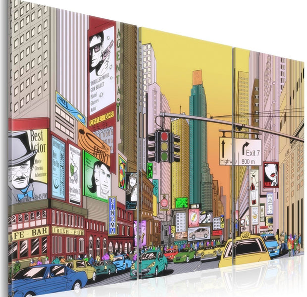 Stretched Canvas Places - Cartoon City-Tiptophomedecor