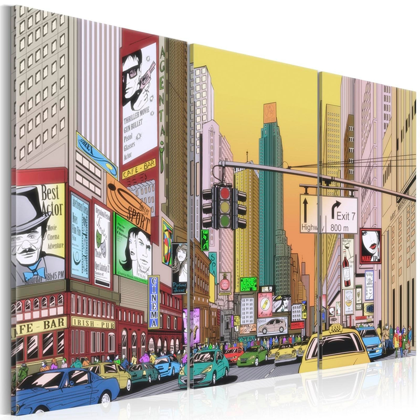 Stretched Canvas Places - Cartoon City-Tiptophomedecor