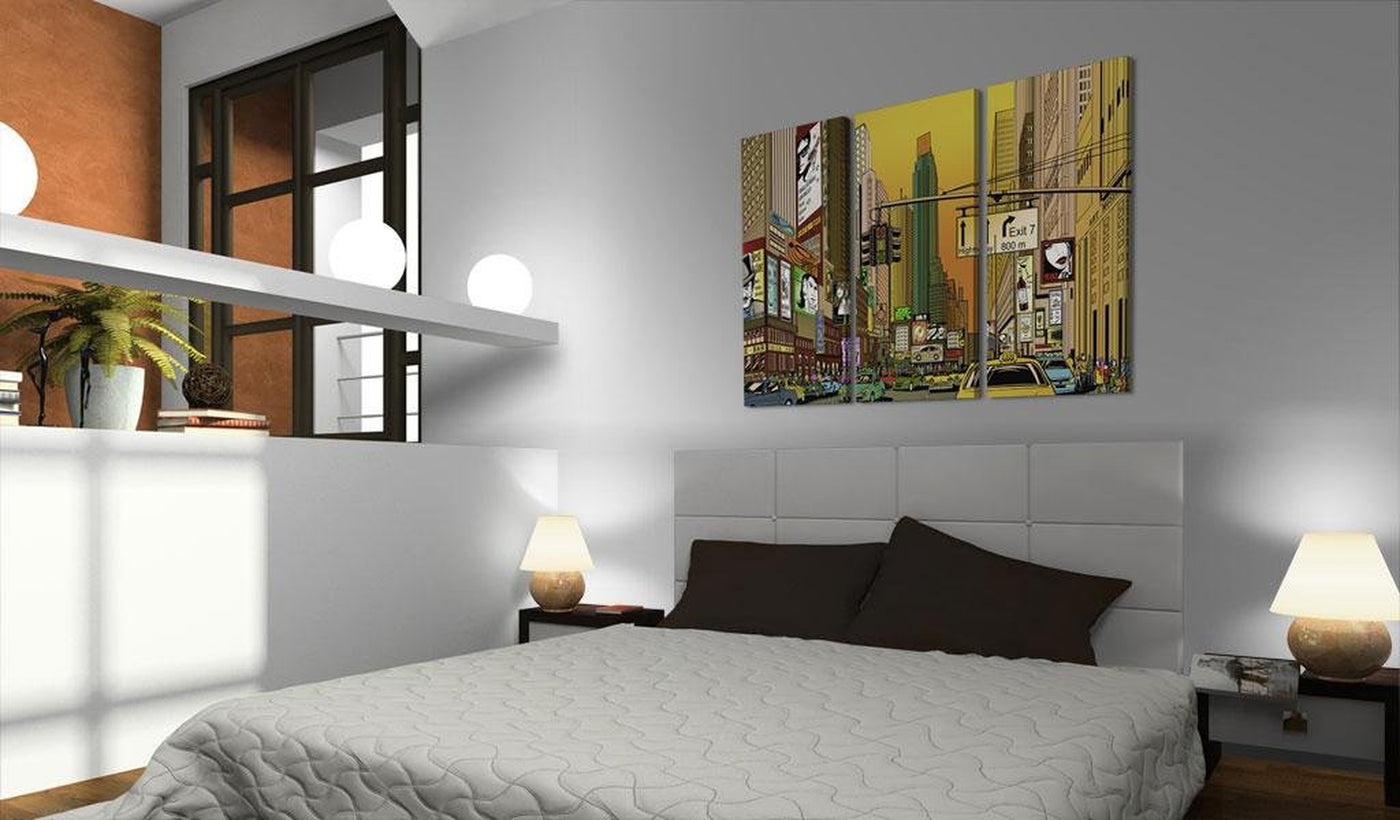 Stretched Canvas Places - Cartoon Nyc-Tiptophomedecor