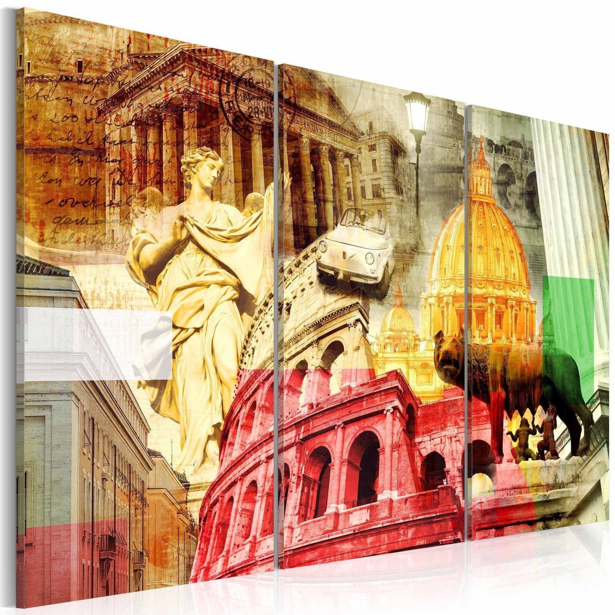 Stretched Canvas Places - Charming Rome - Triptych-Tiptophomedecor