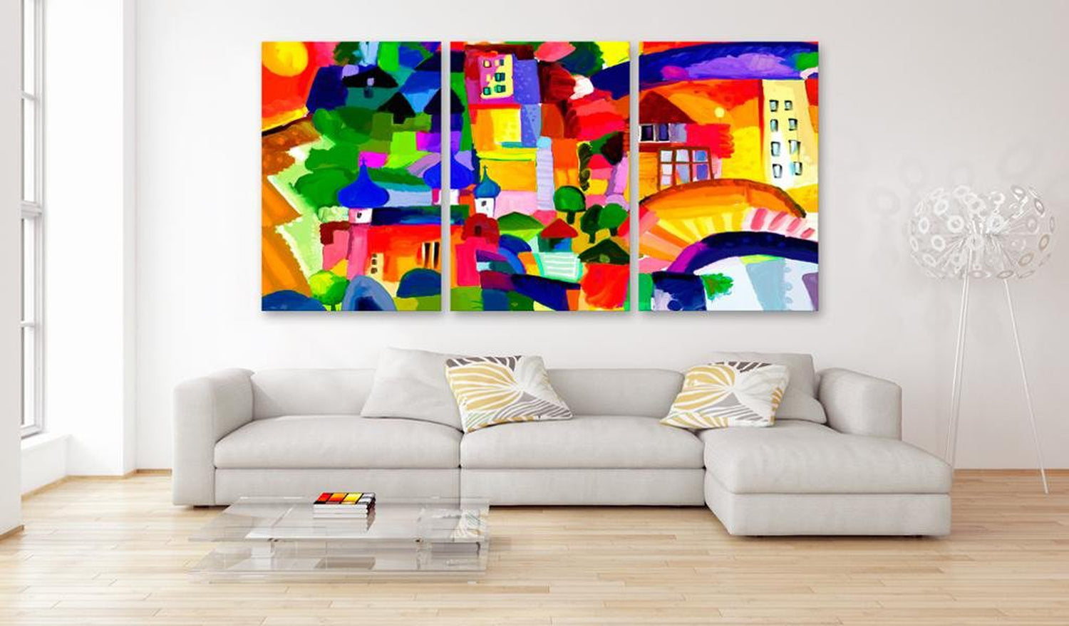 Stretched Canvas Places - Colourful Town-Tiptophomedecor