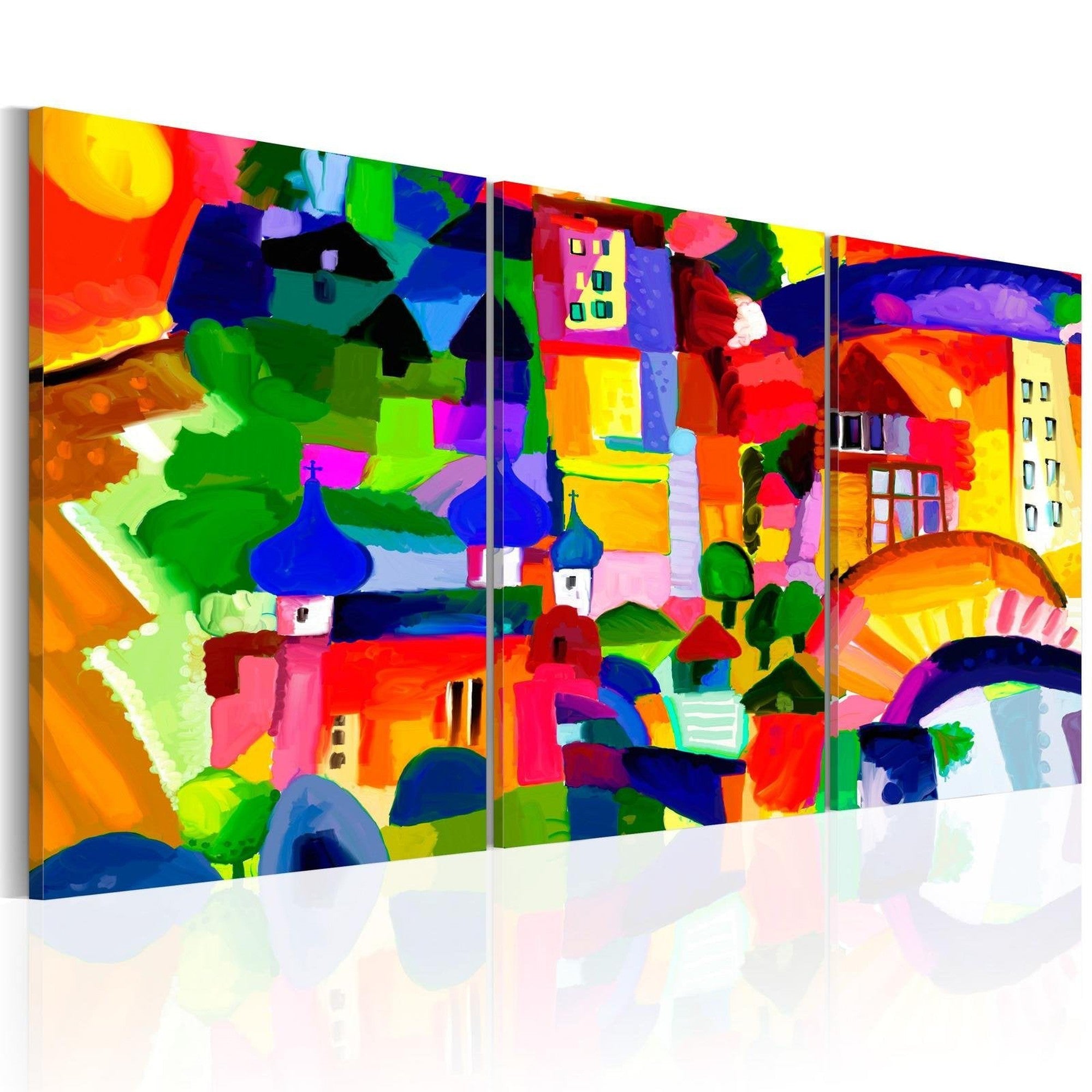 Stretched Canvas Places - Colourful Town-Tiptophomedecor