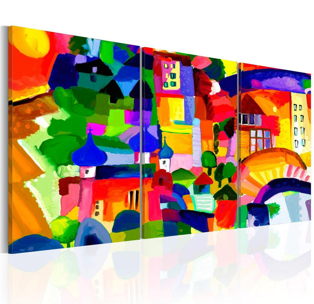 Stretched Canvas Places - Colourful Town-Tiptophomedecor