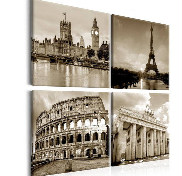 Stretched Canvas Places - European Capitals-Tiptophomedecor