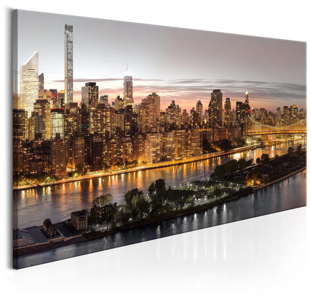 Stretched Canvas Places - Evening Manhattan-Tiptophomedecor