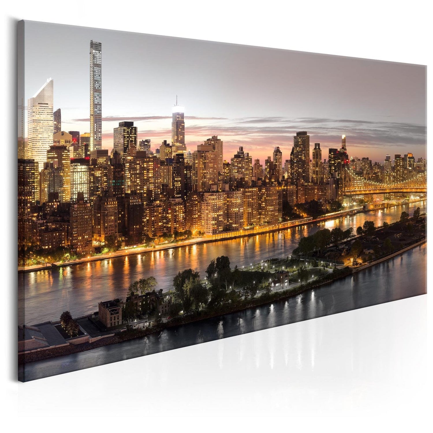 Stretched Canvas Places - Evening Manhattan-Tiptophomedecor