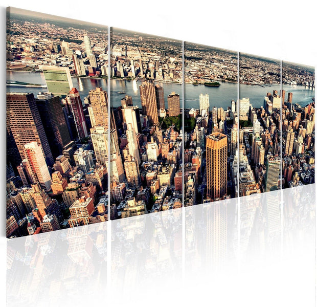 Stretched Canvas Places - Flight Over New York-Tiptophomedecor
