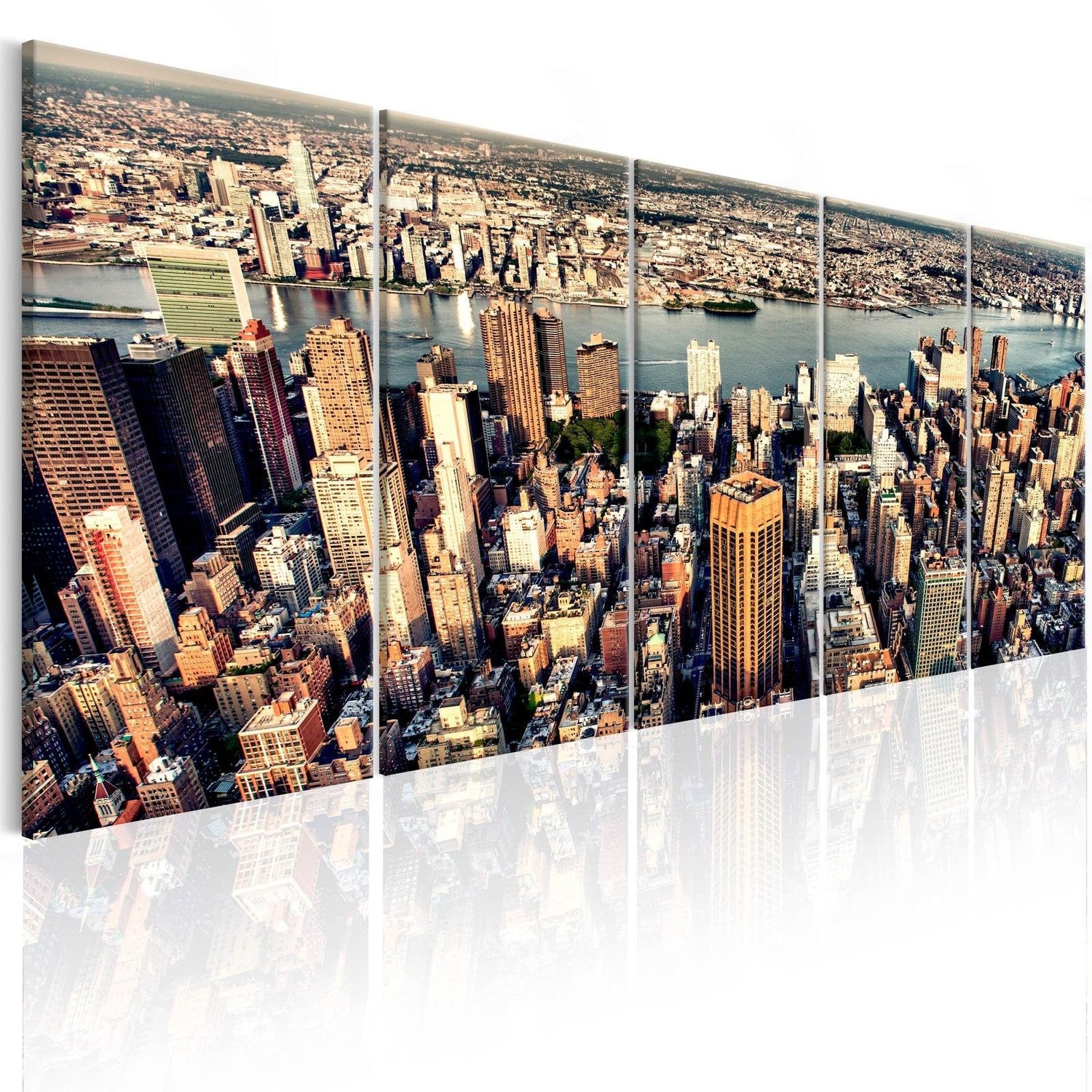 Stretched Canvas Places - Flight Over New York-Tiptophomedecor