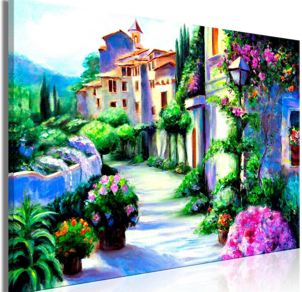 Stretched Canvas Places - Flower Street Wide-Tiptophomedecor