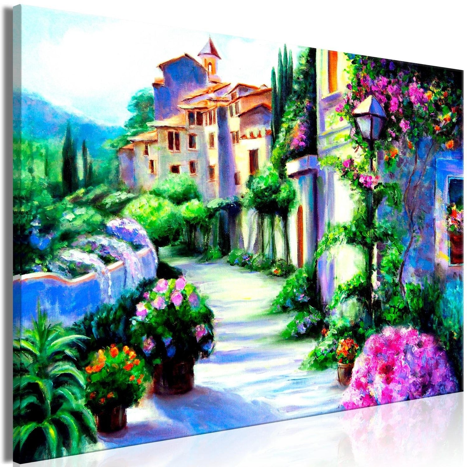 Stretched Canvas Places - Flower Street Wide-Tiptophomedecor