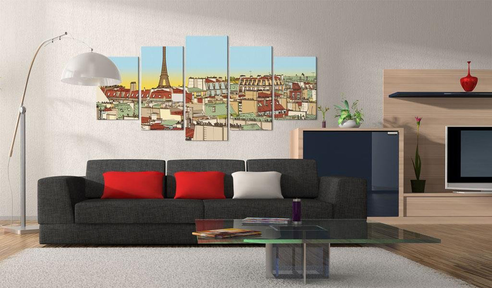 Stretched Canvas Places - Idyllic Parisian Picture-Tiptophomedecor