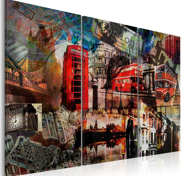 Stretched Canvas Places - London Collage - Triptych-Tiptophomedecor