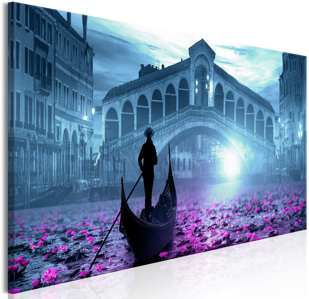 Stretched Canvas Places - Magic Venice Narrow Blue-Tiptophomedecor