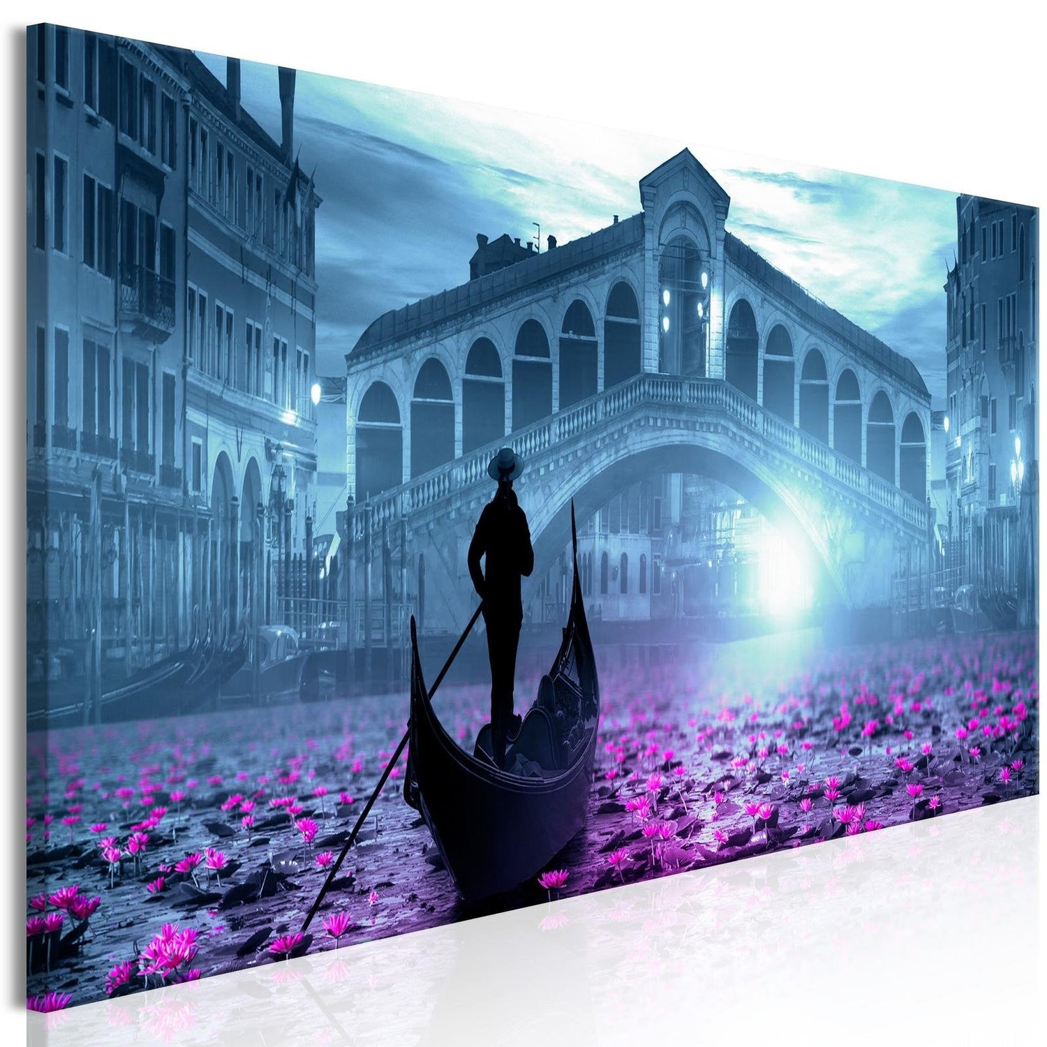 Stretched Canvas Places - Magic Venice Narrow Blue-Tiptophomedecor