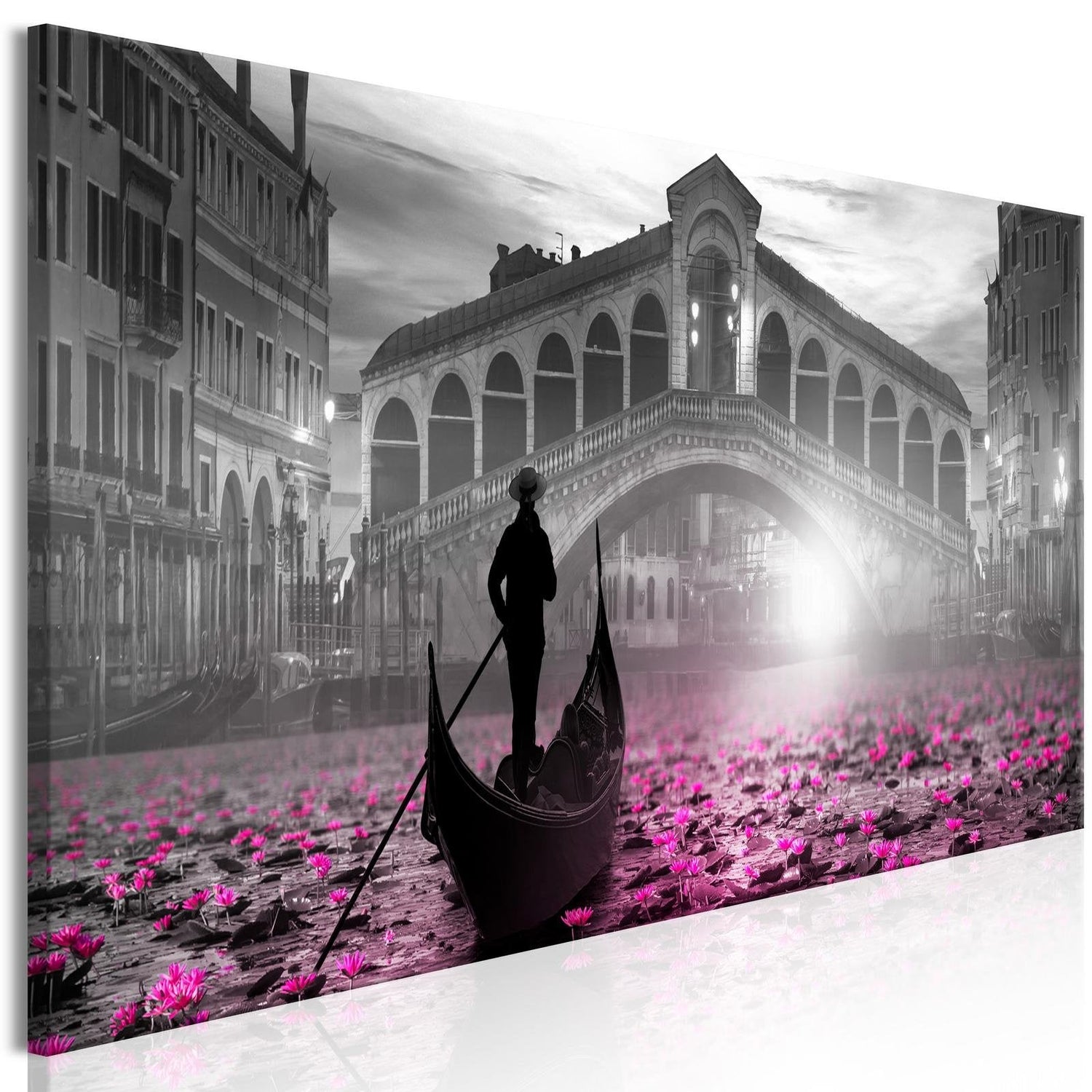 Stretched Canvas Places - Magic Venice Narrow Grey-Tiptophomedecor