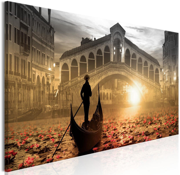 Stretched Canvas Places - Magic Venice Narrow Orange-Tiptophomedecor