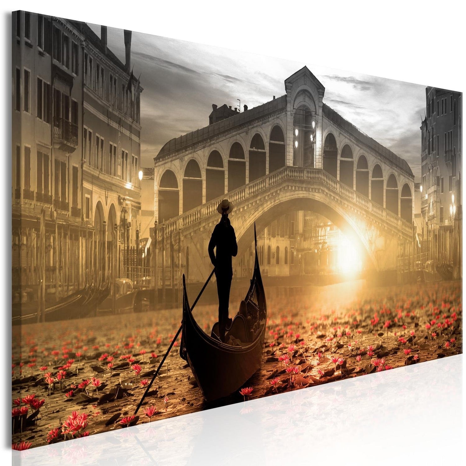 Stretched Canvas Places - Magic Venice Narrow Orange-Tiptophomedecor