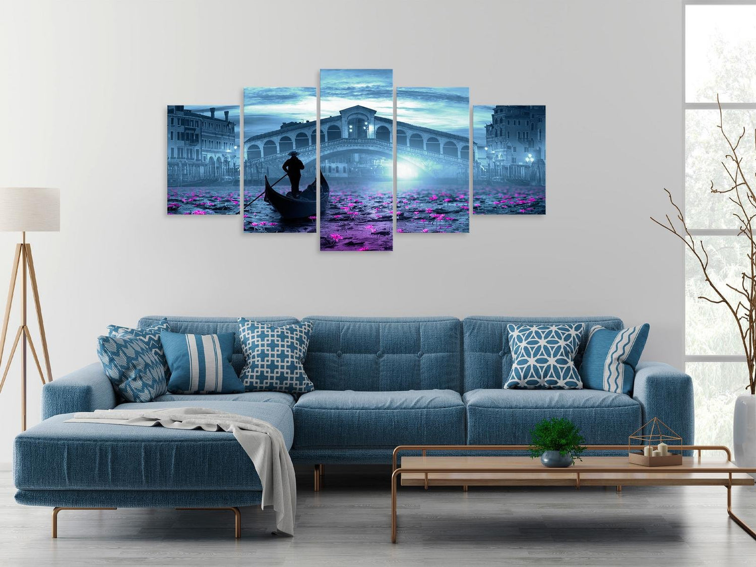 Stretched Canvas Places - Magic Venice Wide Blue-Tiptophomedecor
