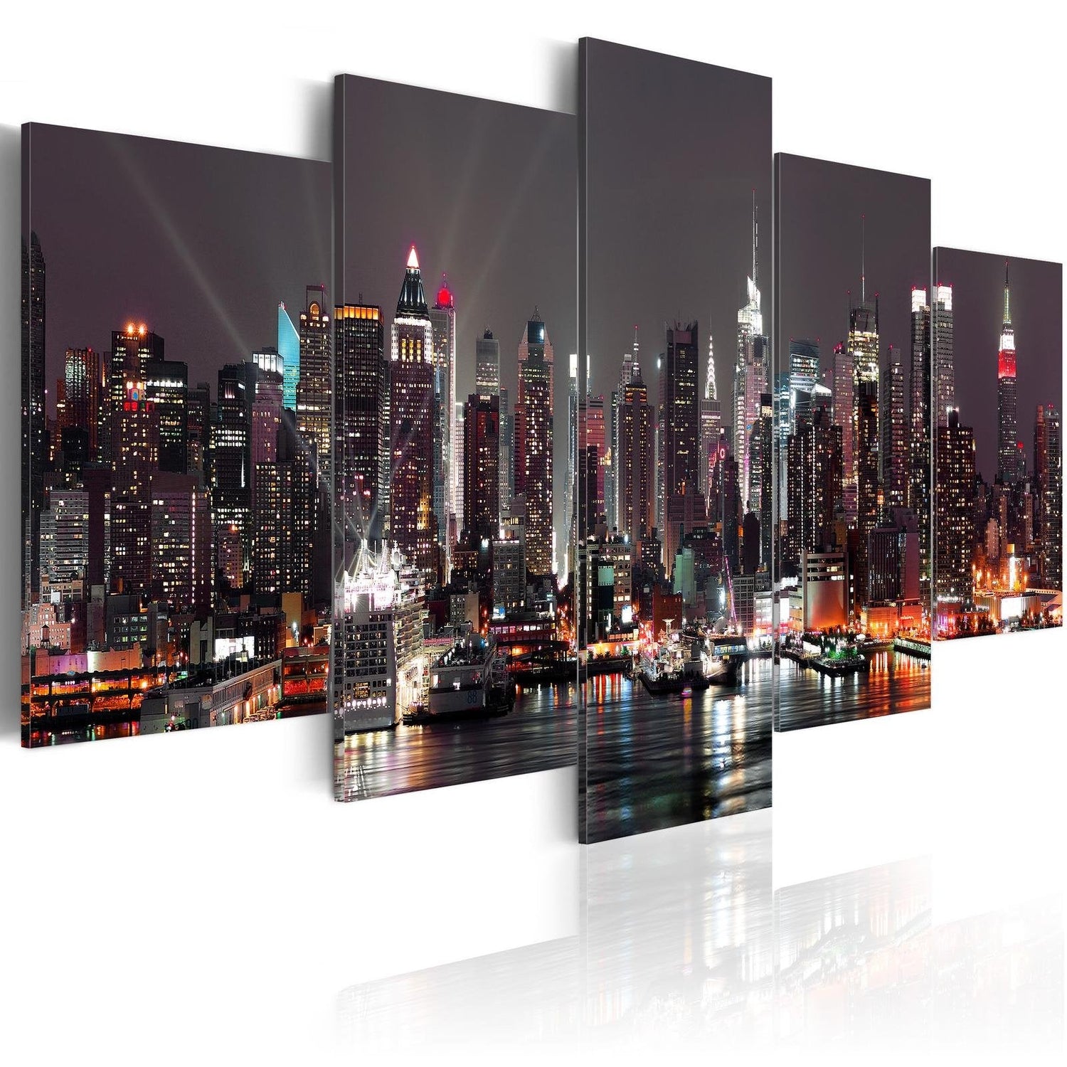 Stretched Canvas Places - Manhattan At Night-Tiptophomedecor