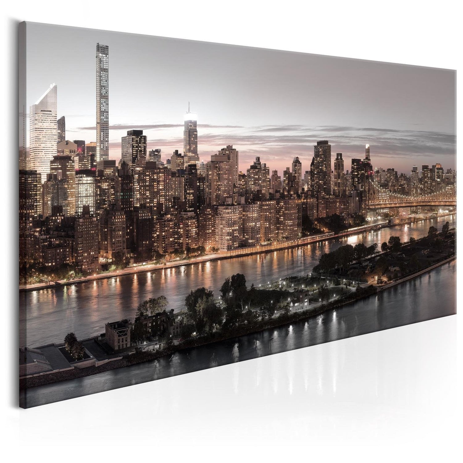Stretched Canvas Places - Manhattan At Twilight-Tiptophomedecor