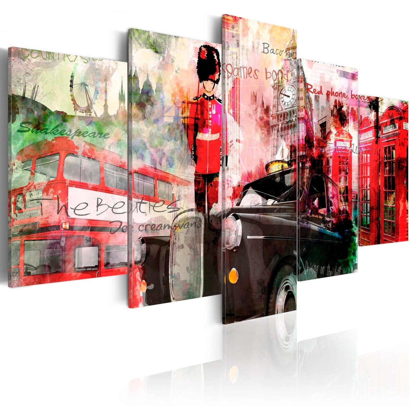 Stretched Canvas Places - Memories From London - 5 Pieces-Tiptophomedecor