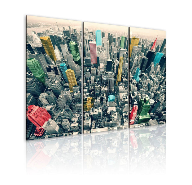 Stretched Canvas Places - New York, Black&White&Colors-Tiptophomedecor