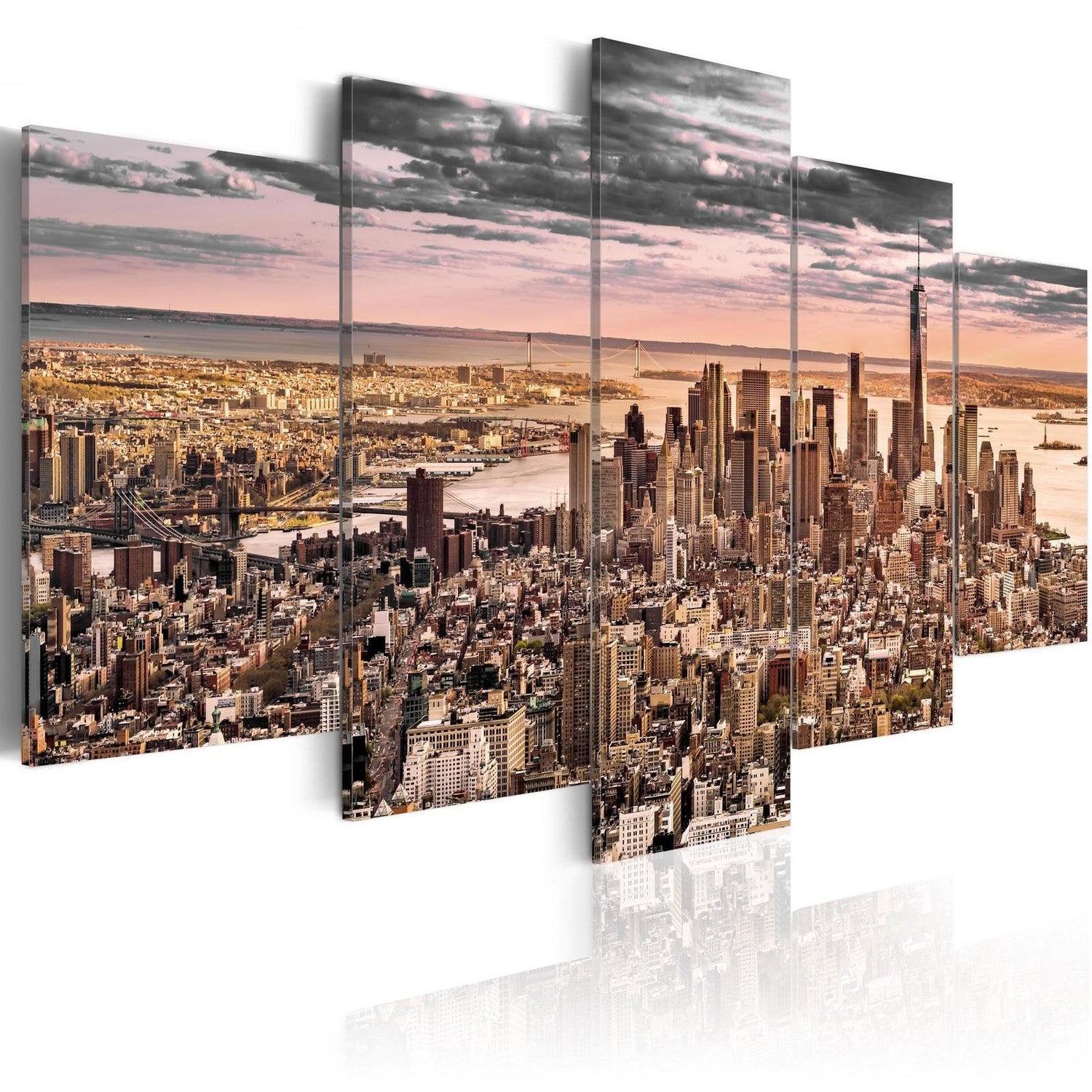 Stretched Canvas Places - New York City: Morning Sky-Tiptophomedecor