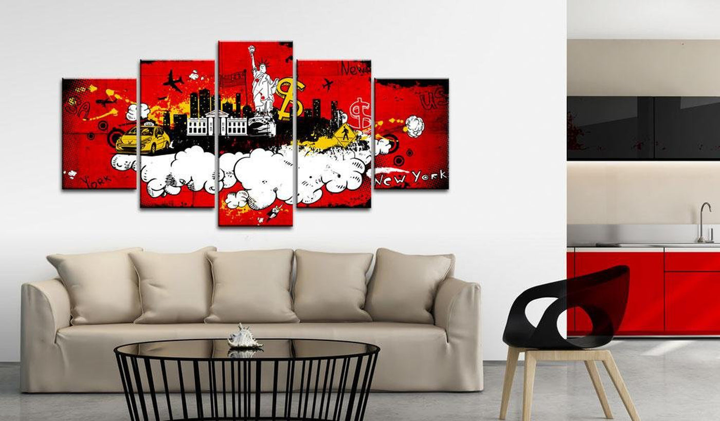 Stretched Canvas Places - New York: Comic-Tiptophomedecor