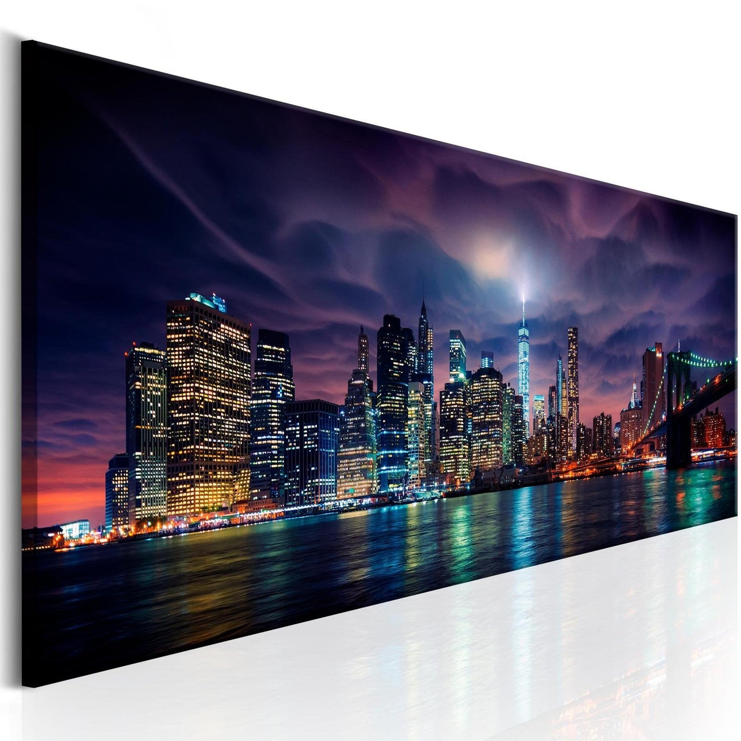 Stretched Canvas Places - New York: Dark City-Tiptophomedecor
