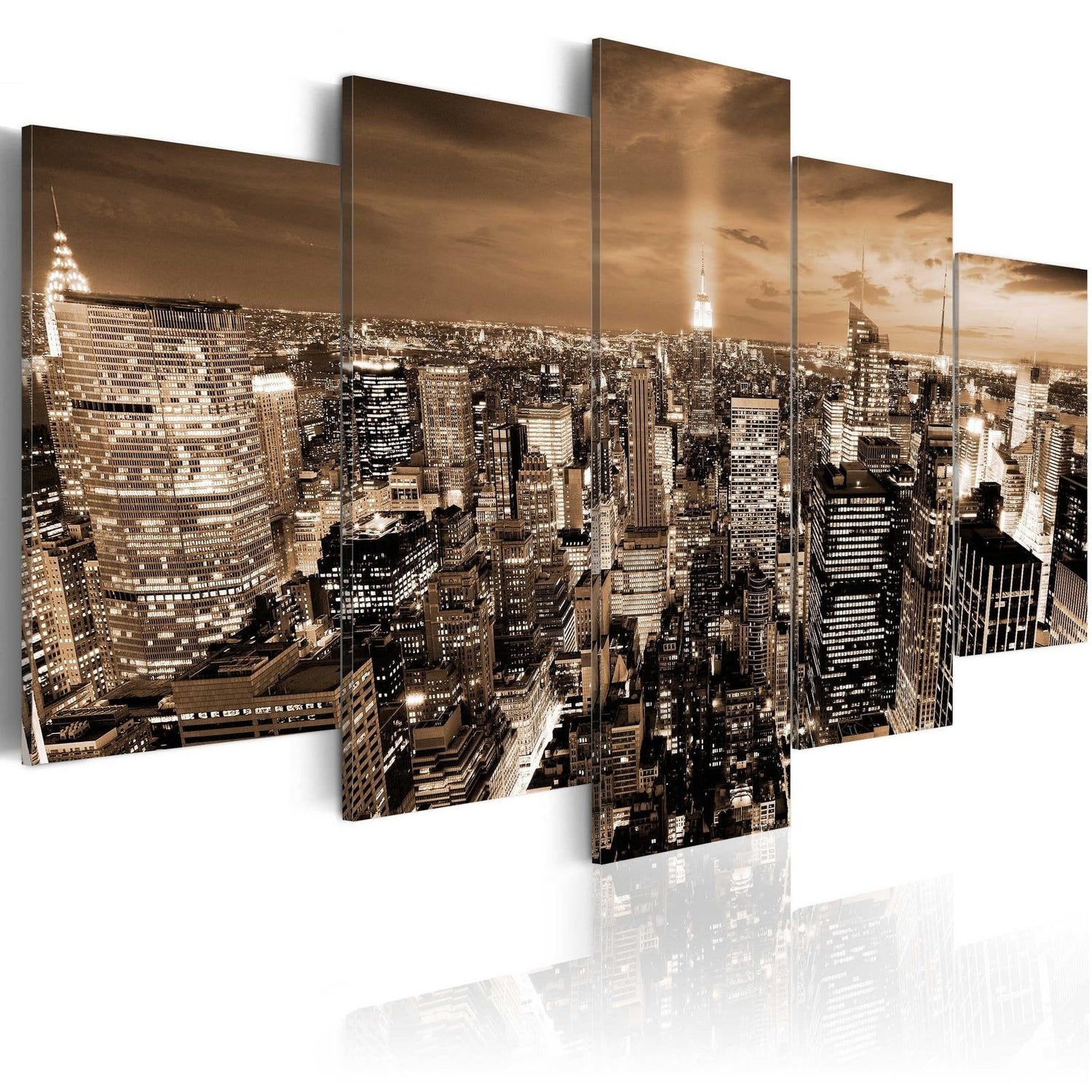 Stretched Canvas Places - New York: Night Light-Tiptophomedecor