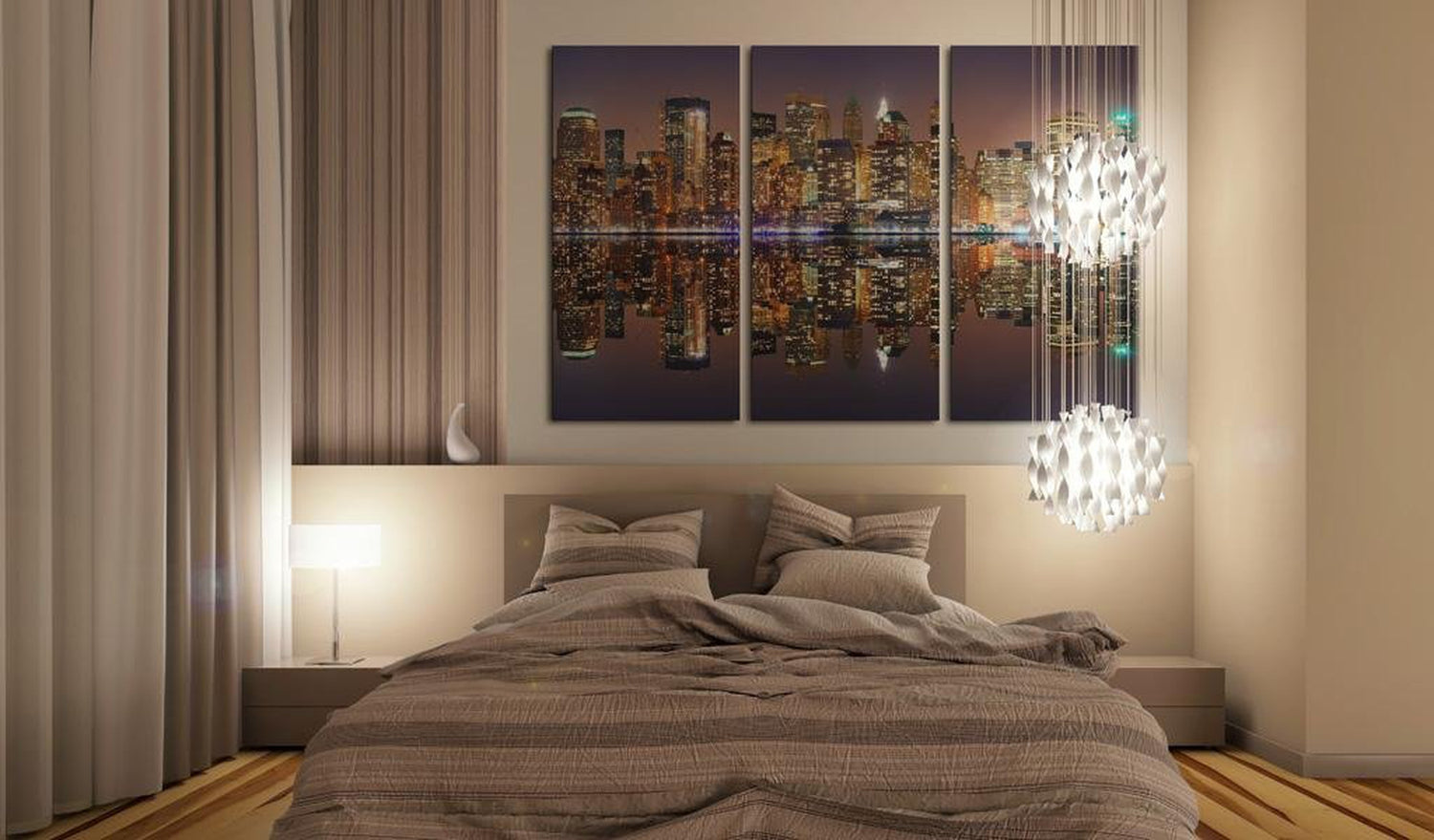 Stretched Canvas Places - New York Water Reflection-Tiptophomedecor