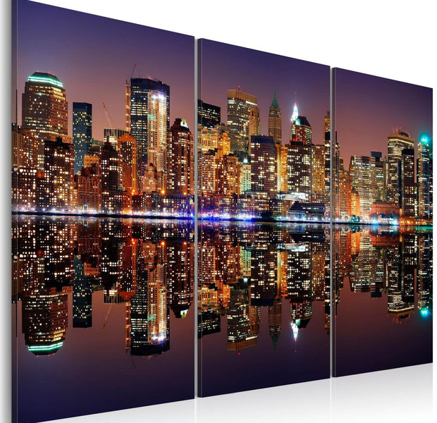 Stretched Canvas Places - New York Water Reflection-Tiptophomedecor
