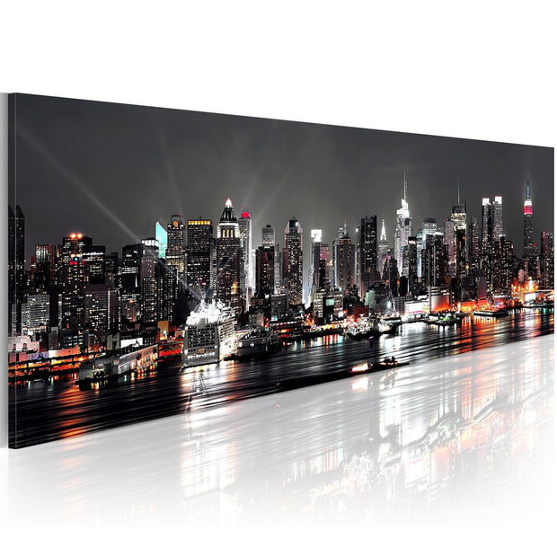 Stretched Canvas Places - NY City At Night-Tiptophomedecor