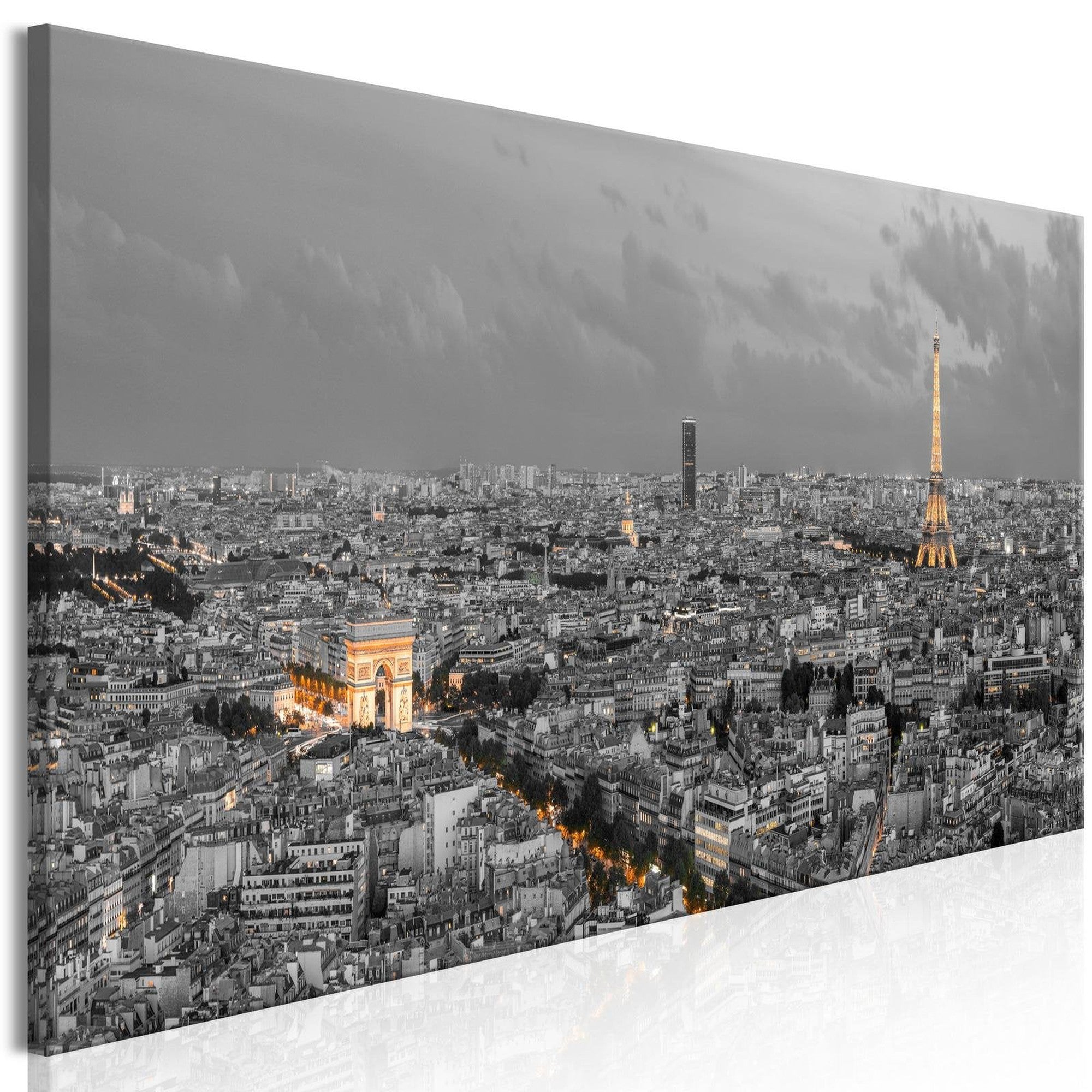 Stretched Canvas Places - Panorama Of Paris Narrow-Tiptophomedecor
