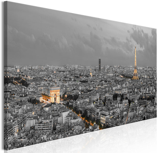 Stretched Canvas Places - Panorama Of Paris Narrow-Tiptophomedecor