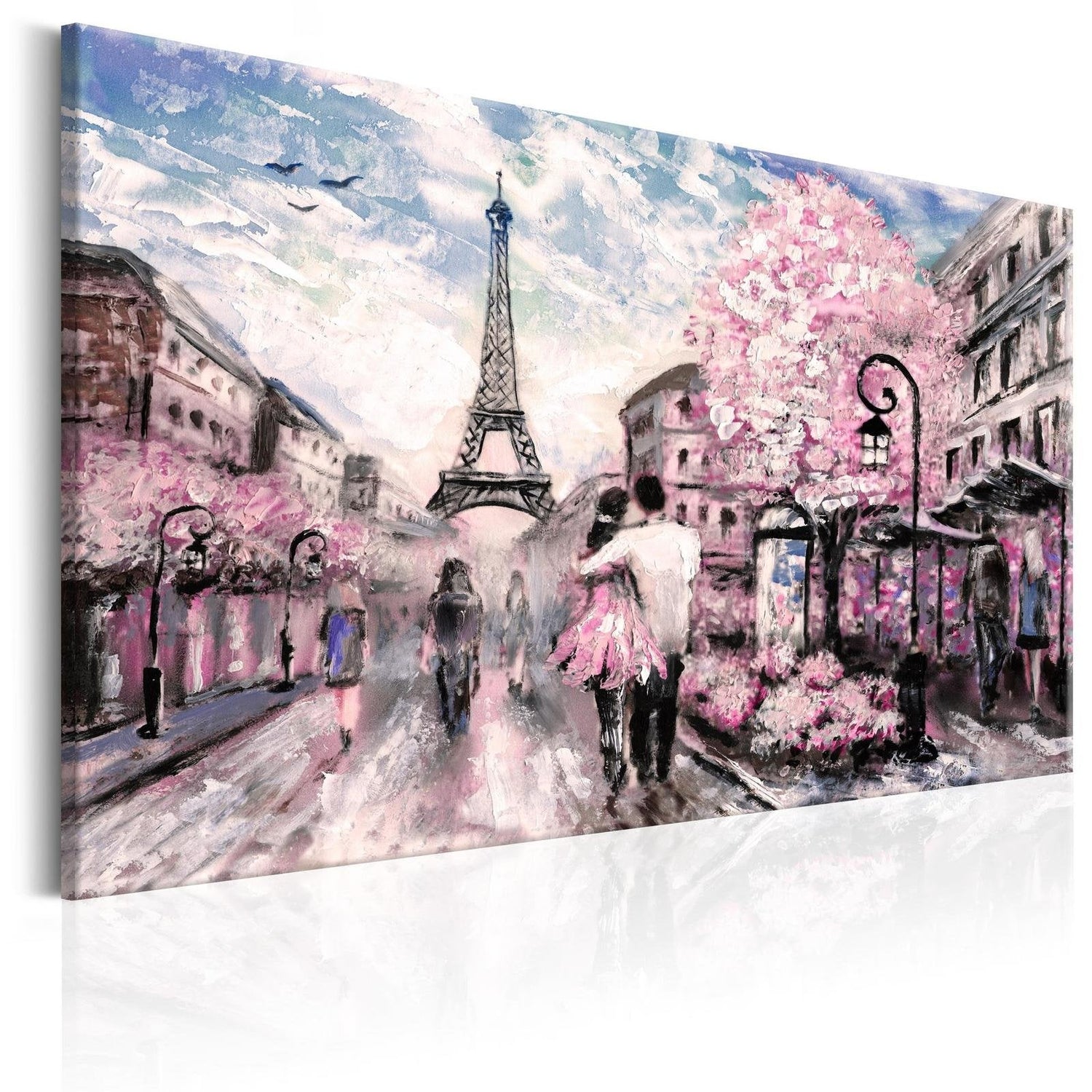 Stretched Canvas Places - Pink Paris-Tiptophomedecor