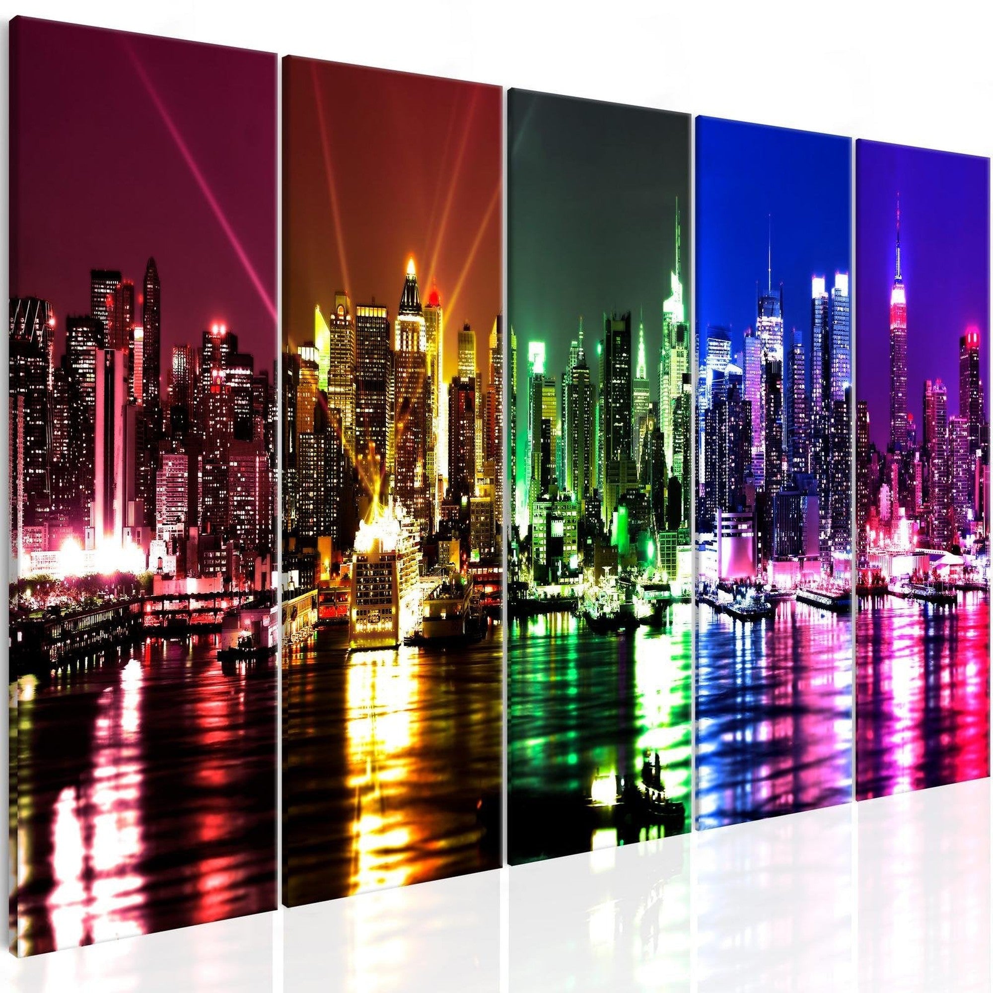 Stretched Canvas Places - Rainbow New York Narrow-Tiptophomedecor