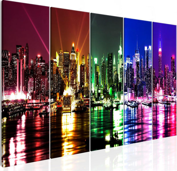 Stretched Canvas Places - Rainbow New York Narrow-Tiptophomedecor